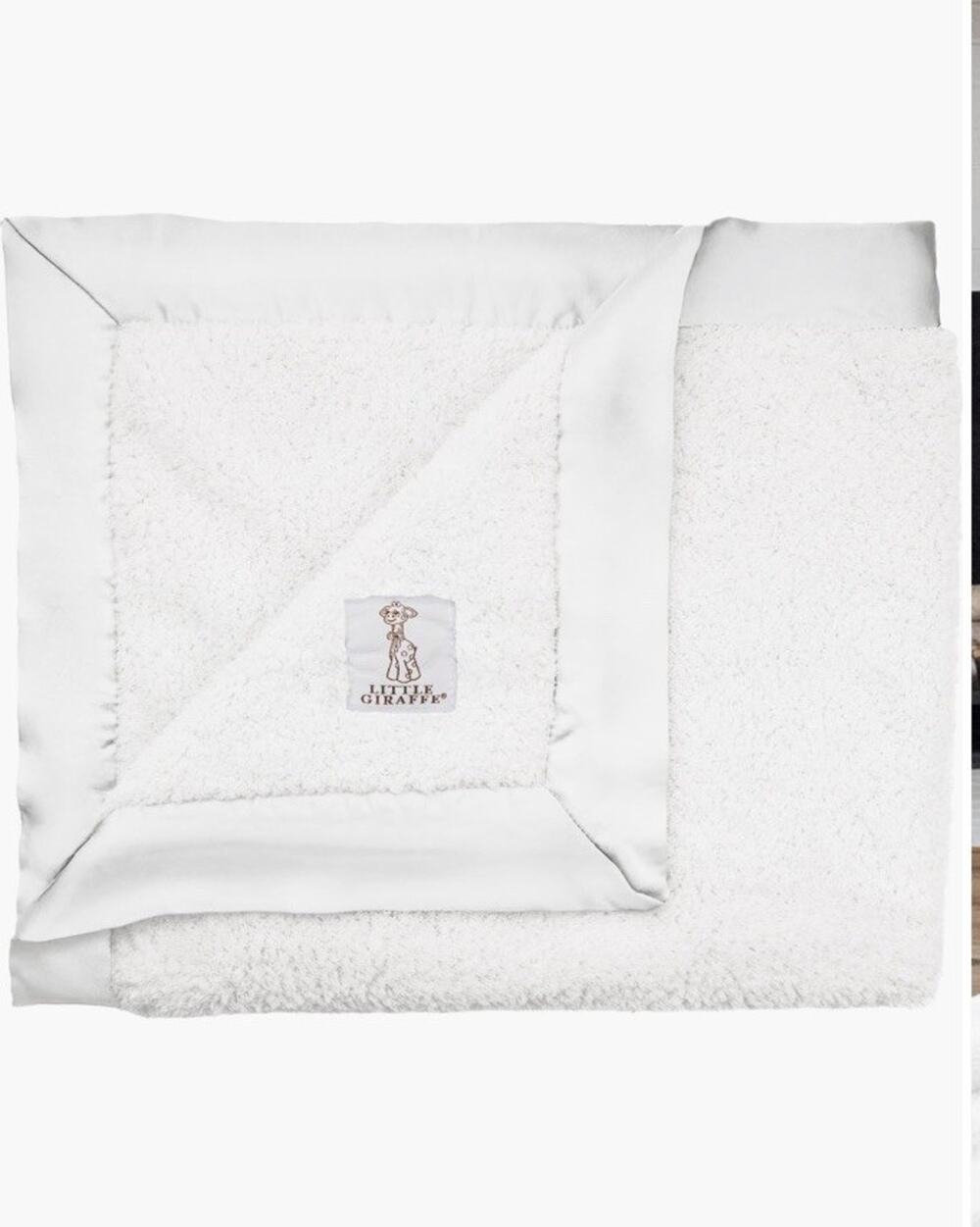 Little Giraffe Baby Blanket Cream Chenille Satin Trim 30 x 36 $79 MSRP NWT